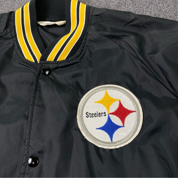 Vintage 80’s NFL Pittsburg Steelers Lightweight Bomber Jacket Men’s Size Large - Picture 2 of 13